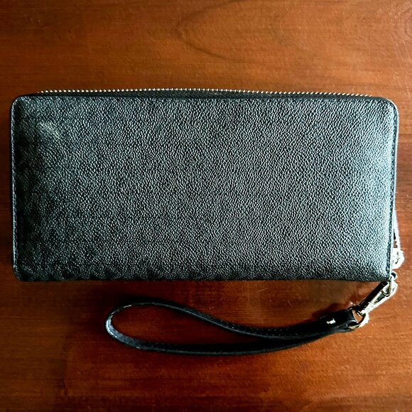 Michael Kors Large Jet Set Continental Multifunction Wallet Wristlet Black/Gray - Picture 2 of 8